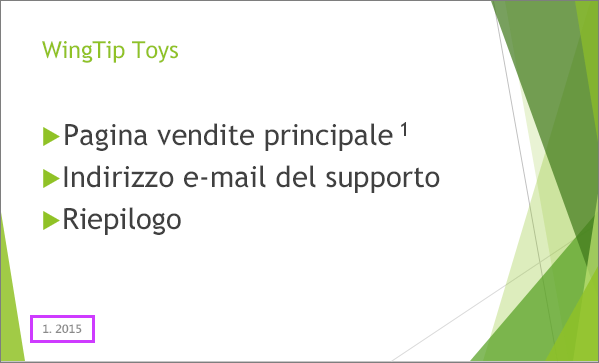 Diapositiva con un piè di pagina in PowerPoint