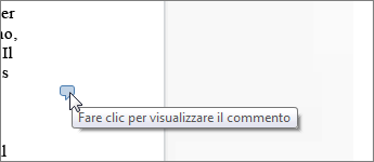 Immagine dell'area commenti in Word Web App