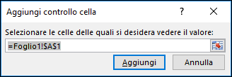 In Aggiungi controllo cella immettere l'intervallo di celle da controllare