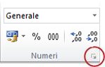 Pulsante di visualizzazione della finestra di dialogo nel gruppo Numeri