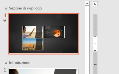 Diapositiva della sezione di riepilogo di un sommario delle anteprime in PowerPoint.