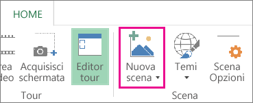 Pulsante Nuova scena nella scheda Home
