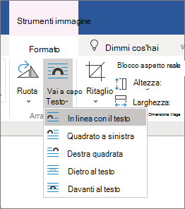 Opzioni per la disposizione del testo