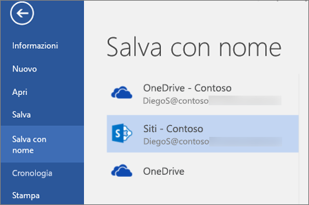 Salvare un documento in SharePoint