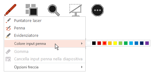 Scegliere Colore input penna e quindi selezionare il colore desiderato dal menu a comparsa