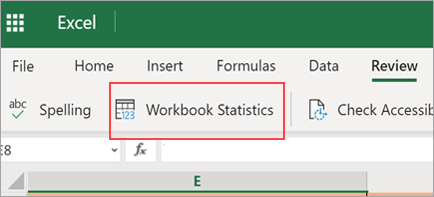 Mostra l'opzione del menu Statistiche cartella di lavoro