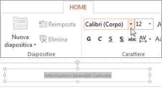 cambiare il tipo di carattere del piè di pagina