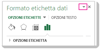 Parte superiore del riquadro Formato asse con frecce di espansione evidenziate