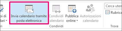 Nella scheda Home fare clic su Invia calendario tramite posta elettronica