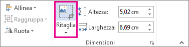 Comando Ritaglia nella scheda Strumenti immagine