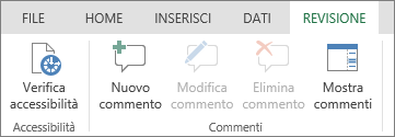 Aggiungere, modificare, eliminare e visualizzare i commenti