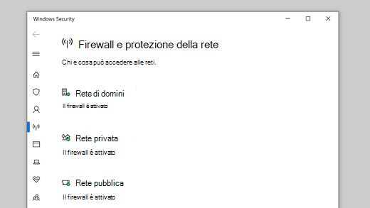 Firewall e protezione rete in Sicurezza di Windows