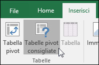 Passare a Inserisci > Tabelle pivot consigliate per fare in modo che Excel crei una tabella pivot