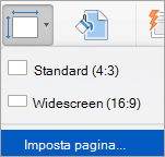 Opzione Imposta pagina del menu Dimensioni diapositiva