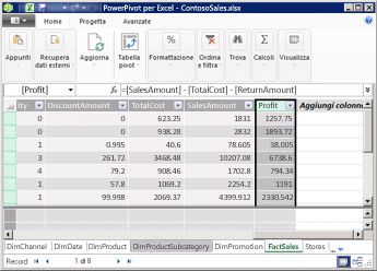 Colonna calcolata in PowerPivot