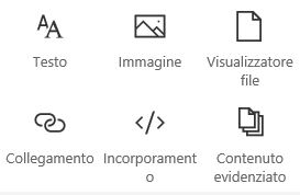 Screenshot del menu Web part in SharePoint.