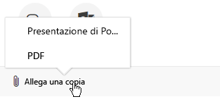 Le opzioni dell’allegato per l’invio di una presentazione tramite posta elettronica sono: presentazione o file PDF