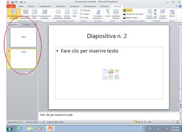 Riquadro che include le schede Diapositive e Struttura