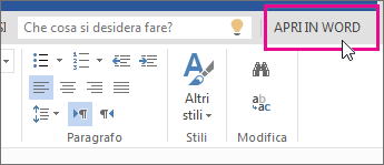 Apri in Word dalla visualizzazione di modifica in Word Online