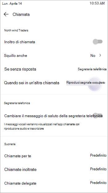 L'utente può controllare come gestire la seconda chiamata in arrivo tramite l'impostazione Occupato-su-Occupato.