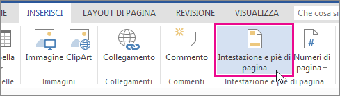 immagine del pulsante intestazione e piè di pagina in word web app