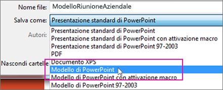 Salvare come modello di PowerPoint