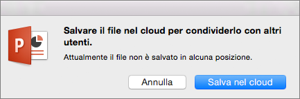 Salva nel cloud in PowerPoint per Mac