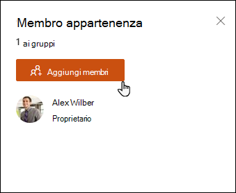 Appartenenza ai gruppi con i membri correnti.