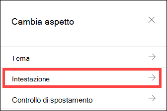 Riquadro Cambia aspetto con l'opzione Opzioni intestazione selezionata.