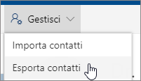Sulla barra degli strumenti, selezionare Gestisci, quindi Esporta contatti