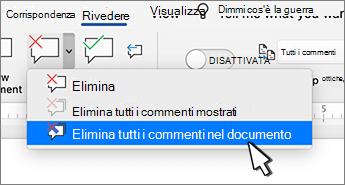 Eliminare tutti i commenti