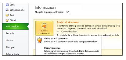 Area Avviso di sicurezza visualizzata quando non è possibile considerare attendibile un file