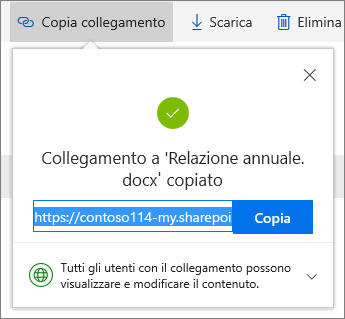 Copia collegamento in OneDrive for Business