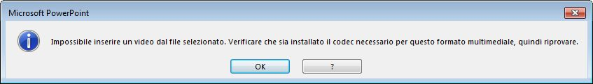 Errore relativo al codec di compatibilità video