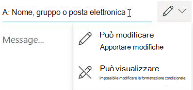 Selezionare l'icona a forma di matita per concedere ai destinatari l'autorizzazione "modifica" o "sola lettura". 