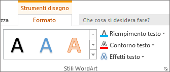 Gruppo Stili WordArt