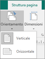 Scheda Struttura pagina con Orientamento selezionato e opzioni Verticale oppure Orizzontale.