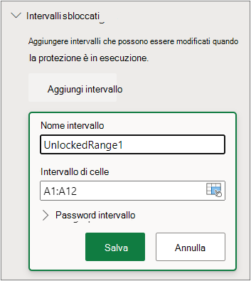 Impostazione della protezione dell'intervallo