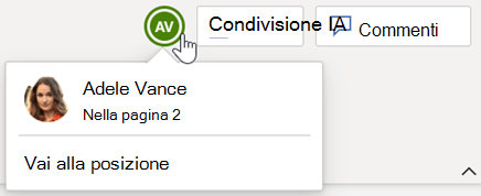 Nella parte destra della barra multifunzione sono visualizzati anche i coautori che al momento hanno aperto il documento.