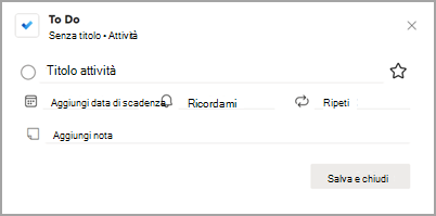 Screenshot che mostra la finestra di dialogo popup Da fare.