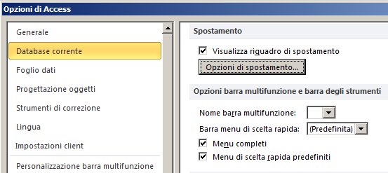 Impostazioni relative alle opzioni di spostamento