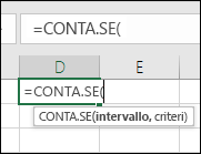 Sintassi della formula come testo visualizzato al passaggio del mouse