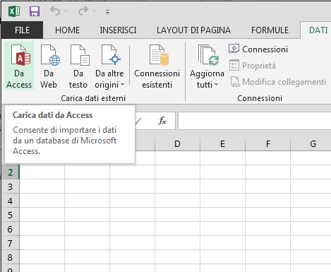 Importare dati da Access