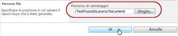 Clic su OK nella posizione di salvataggio file