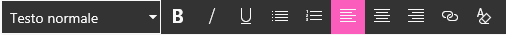 Screenshot della barra degli strumenti dell'Editor testo RTF in SharePoint.