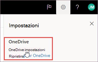 Seleziona le impostazioni di OneDrive