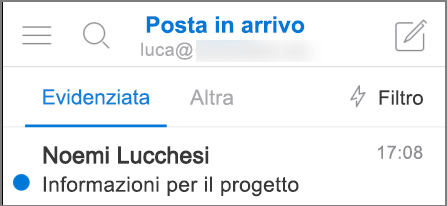 Immagine dell'aspetto di Outlook in un iPhone.