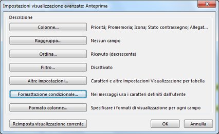 Finestra di dialogo Impostazioni visualizzazione avanzate