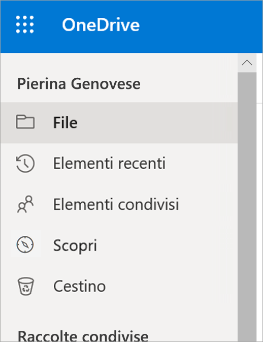 Menu Visualizza in OneDrive