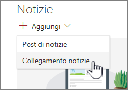 Aggiungere un collegamento Notizie da una web part Notizie